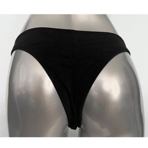 Victorias Secret Nwt VS Solid Black Ruched Back Sexy Itsy Swim Bikini Bottom